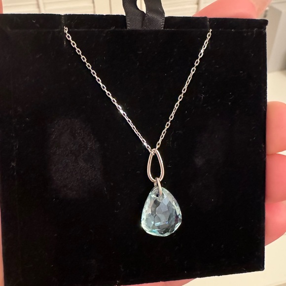 Swarovski silver neckless with blue crystal 8” - Picture 2 of 3